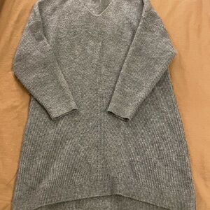 Gray V-Neck Women's Sweater dress